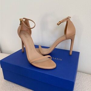Stuart Weitzman Nude Ankle Strap Heels